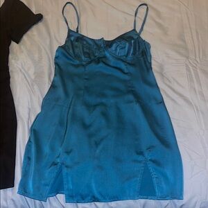 Elegant Blue Satin Mini Dress